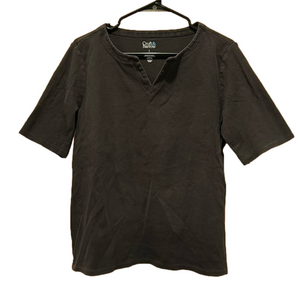 Croft & Barrow Black Notch Neck Short Sleeve T-Shirt Size Large